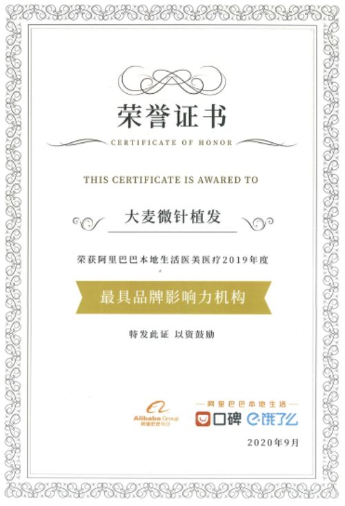 技術(shù)服務(wù)堅守醫(yī)療本質(zhì) 大麥微針植發(fā)斬獲2019年度品牌影響力機(jī)構(gòu)殊榮